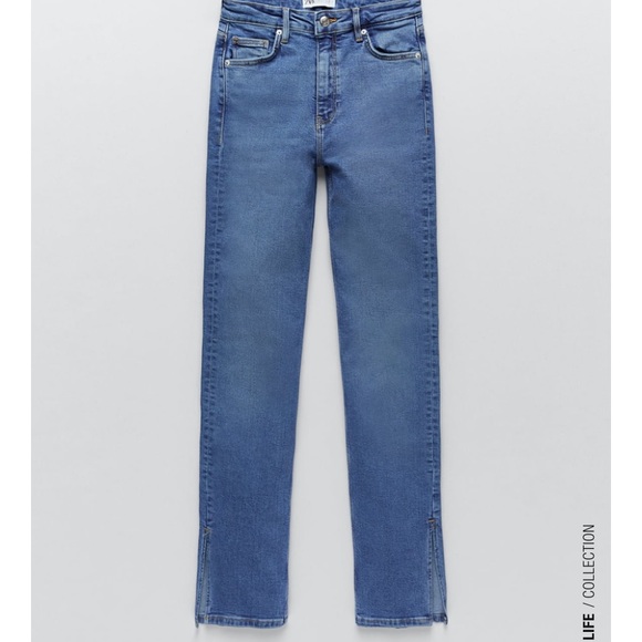 Zara High Rise Split Skinny Jeans 